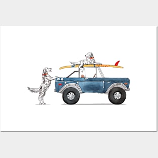 Ford Bronco with English Setters and Surfboards. Posters and Art